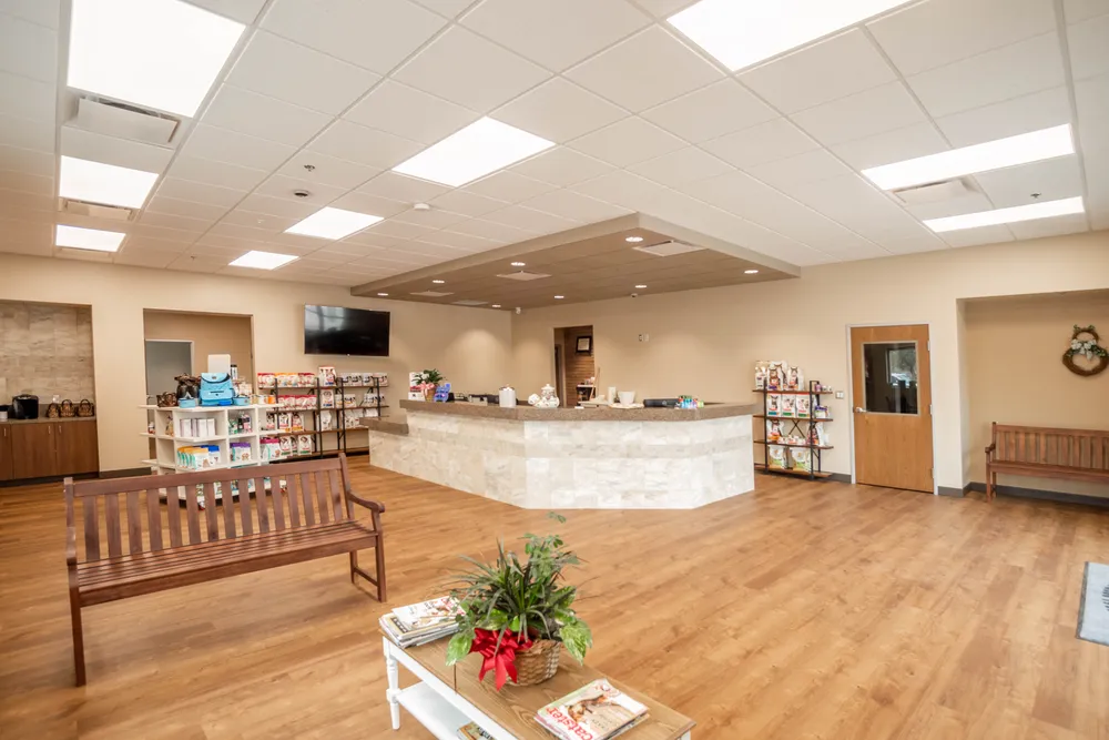 Finished lobby and reception area of a medical clinic