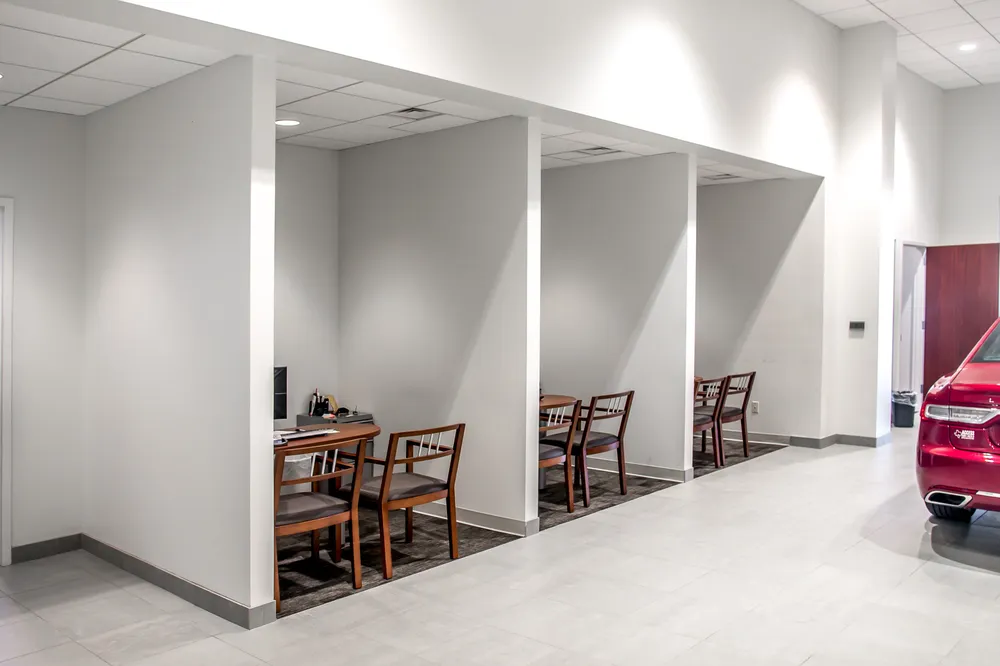 Finished sales offices with clean painted walls